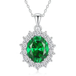 Oval Citrine Emerald Aquamarine Diamond Gems Necklaces PendantEmerald45CM
