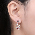 Love Heart Drop Ruby 925 Sterling Silver EarringsEarrings