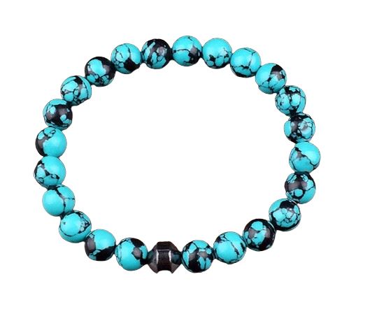 Cylinder Hematite Black Line Turquoises Bracelets Men