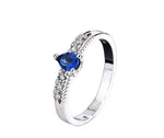 Round Oval Sapphire 925 Silver Plated Ladies Ring