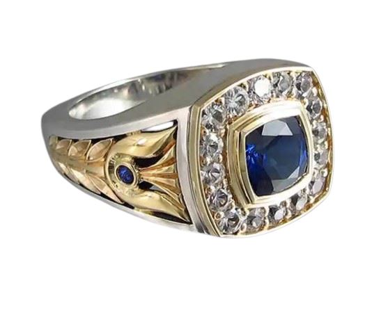 Luxury 925 Ring for Men Natural 2 Carat Sapphire with Diamond Jewelry