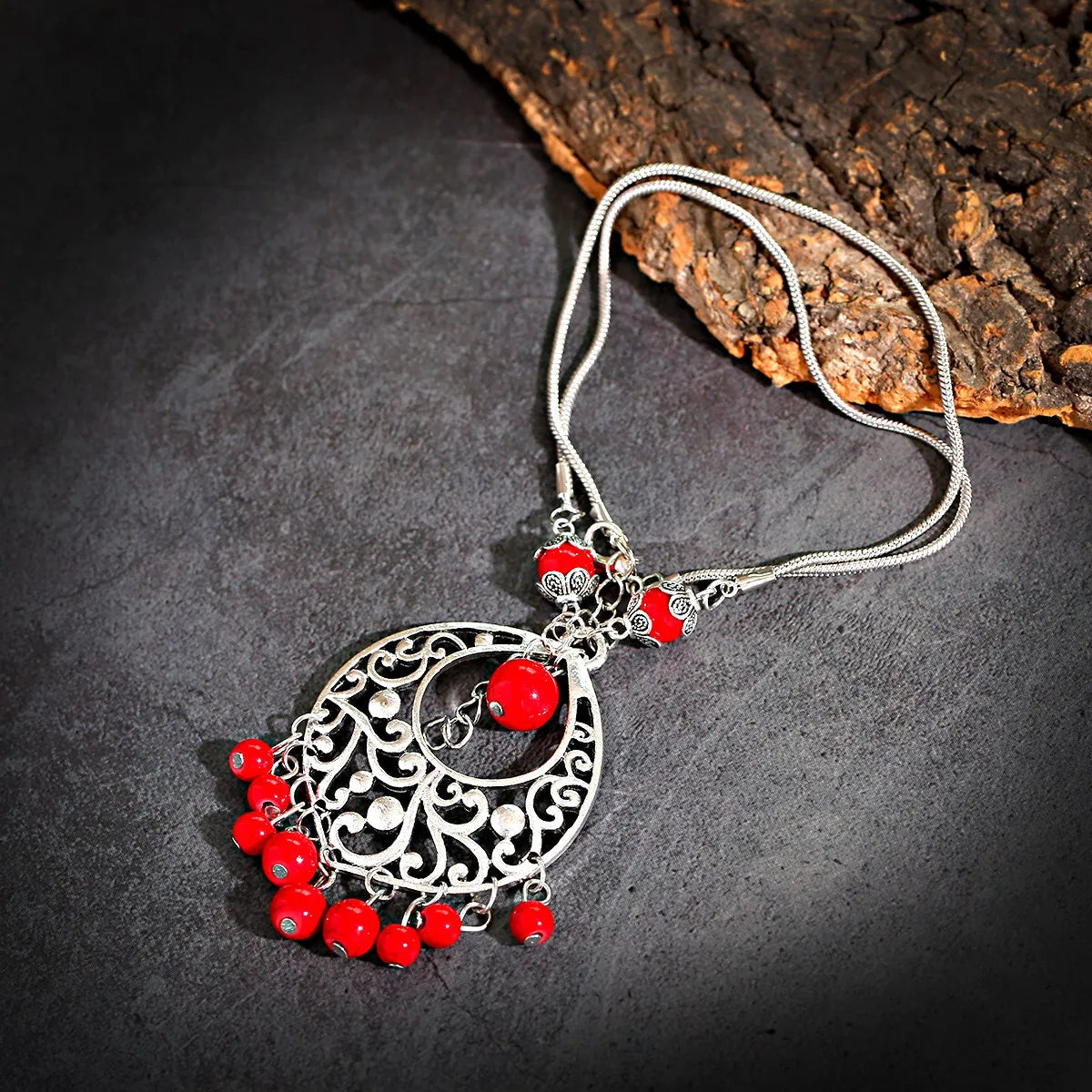 2024 Ethnic Hand Pendant Necklace Vintage TurquoisesNA2147-2