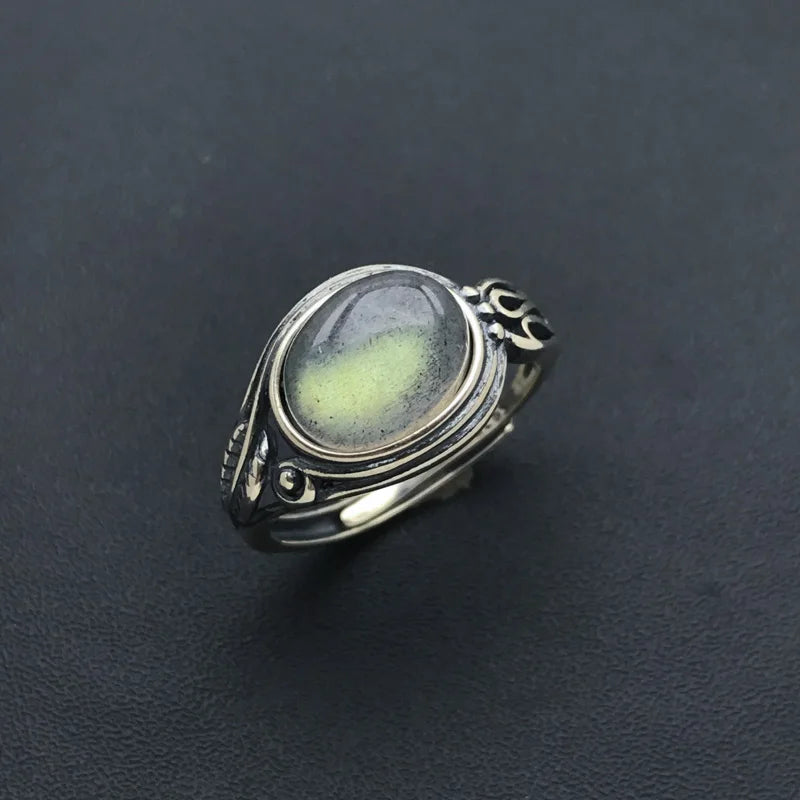 Natural Turquoise Rings 925 Sterling SilverLabradoriteResizable