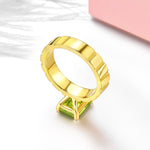 2.5 Carats Genuine Peridot Yellow Gold 925 Sterling Silver RingRing