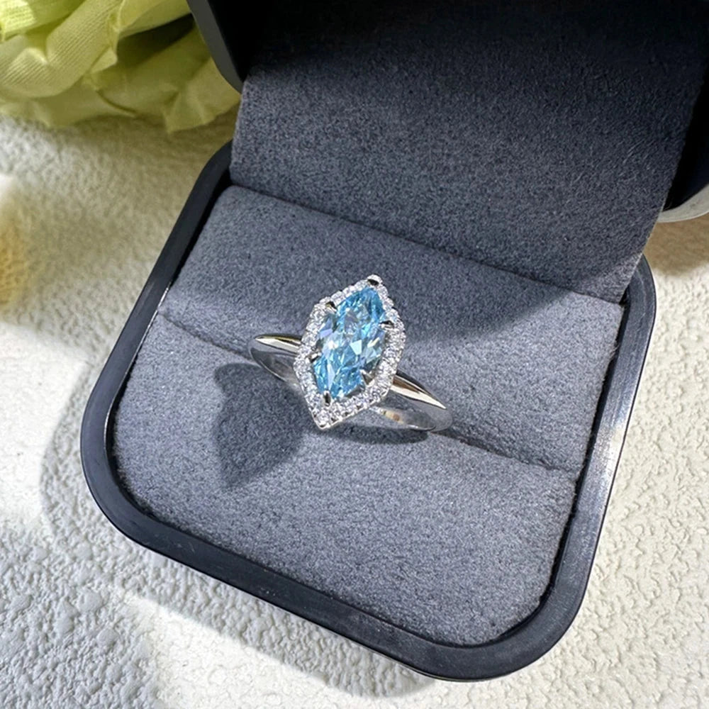 Aquamarine Sapphire Gemstone Engagement Ring for Women