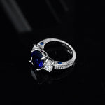 Oval 5CT Sapphire and Diamond 925 Sterling Silver RingRing