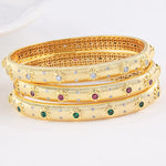 Cuff Bangle Ruby 18k Real Gold Plated Metal