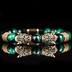 Double Leopard Head BraceletsBraceletGold green black cz