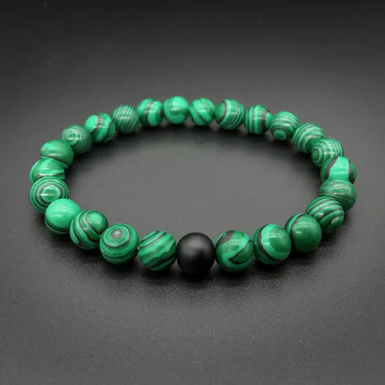 Natural Stone Beads Bracelets Lucky Charm 8mm Blue Turquoises Couple Bracelets4-malachite