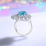 Aquamarine Pink Sapphire Gemstone Engagement Ring for Women Fine Jewelry