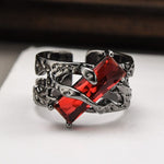 Punk Thorn Ruby Ring Black Resizable RingRing