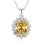 Oval Citrine Emerald Aquamarine Diamond Gems Necklaces Pendant