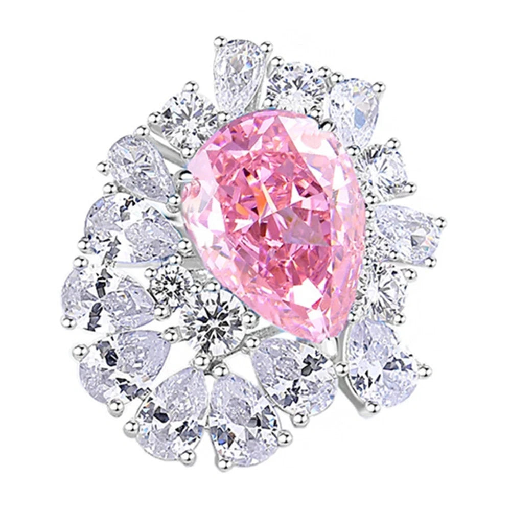 Aquamarine Pink Sapphire Gemstone Engagement Ring for Women Fine JewelryPink6