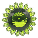 30x30mm Crown Big Gemstone 20mm Green Peridot Women Dating Silver Rings8