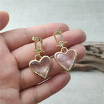5 Pair Gold Plated Heart-Shaped Crystal Cubic Zircon Clear Quartz Earringsearrings