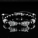 Double Leopard Head BraceletsBraceletSilver Bright blackB