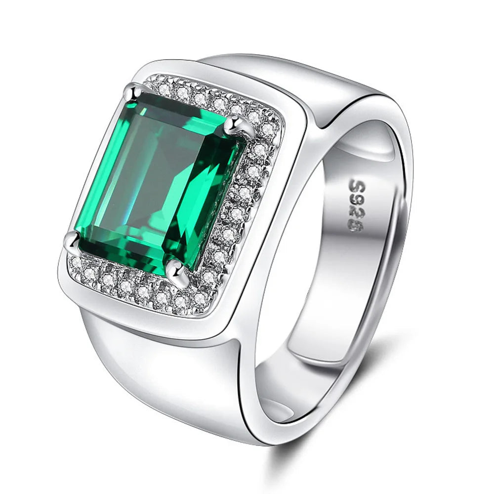 Classic Square Emerald Green Gemstone Ring For MenGreenresizable