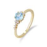 Italian modern style design natural diamond sapphire ringGold-colorBlue
