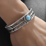Feather Blue Turquoise Cuff BraceletBracelet
