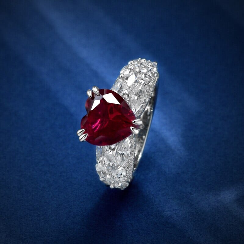 10*10mm Heart Ruby 925 Sterling Silver RingRing