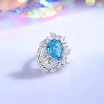 Aquamarine Pink Sapphire Gemstone Engagement Ring for Women Fine Jewelry