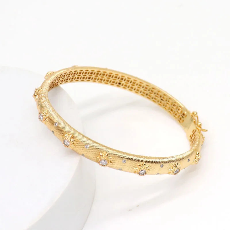 Cuff Bangle Ruby 18k Real Gold Plated MetalDiamondCHINA