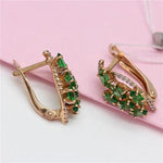 Gold Classic Inlaid Emerald Earrings For WomenRose Gold