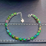 4mm*6mm Multi-Color Opal 925 Sterling Silver BraceletBraceletGold-color