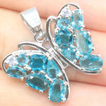 26x25mm Gorgeous 4.9g Rainbow Butterfly Shape Pendant OnlyRich Blue Aquamarine