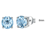 925 Sterling Silver Blue Topaz Romantic Earrings for Women'sBlue-8mm-Earring