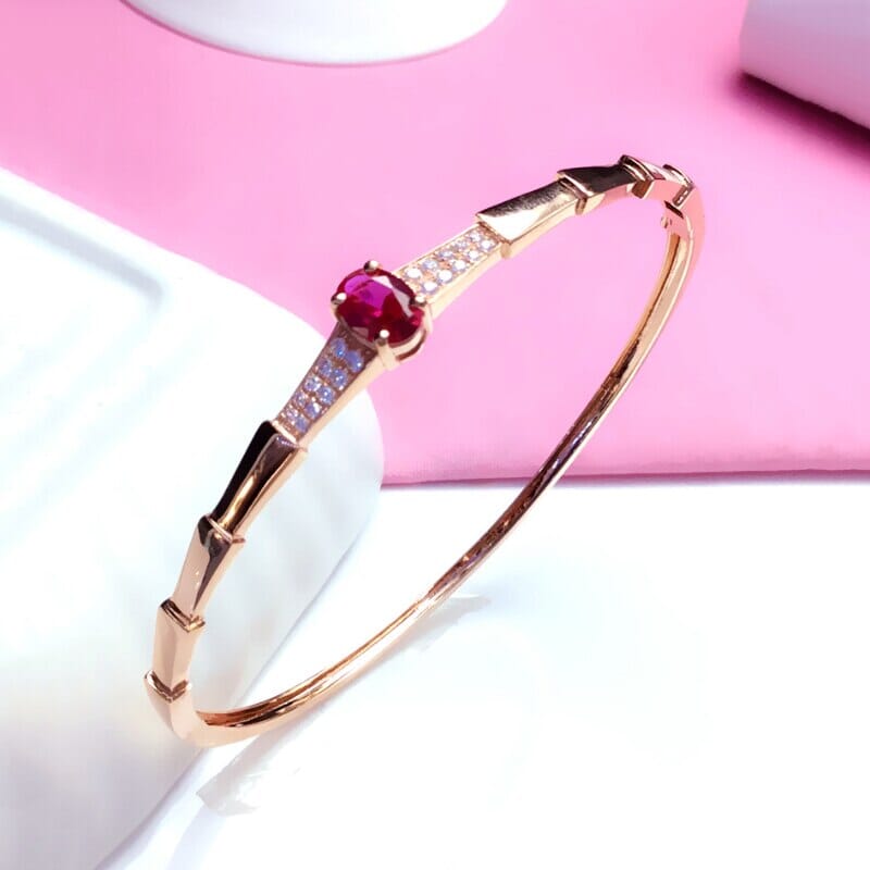 Rose Gold Crystal Ruby Cuff BraceletBracelet