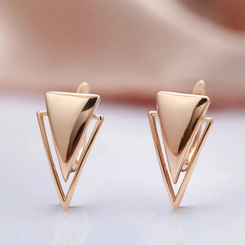585 Rose Gold Triangle Dangle Earrings