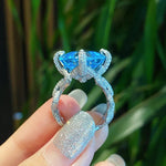 New Exquisite Inlaid Princess Cut Topaz GemstoneBlue