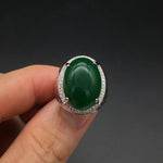 Unisex Vintage Ornament Emerald Ring