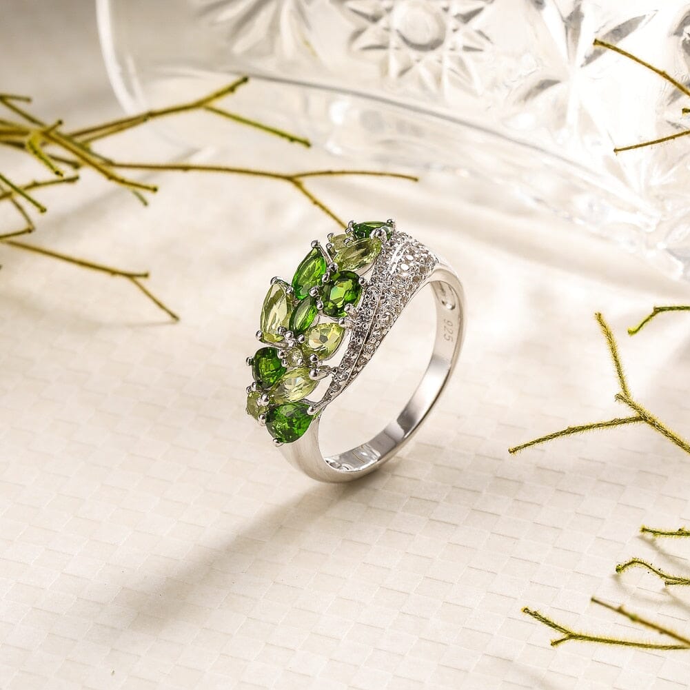 Leaves Design Peridot 925 Sterling Silver RingRing