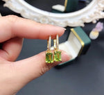 Square Cut Peridot 925 Silver Yellow Gold Plated Clip EarringsEarrings