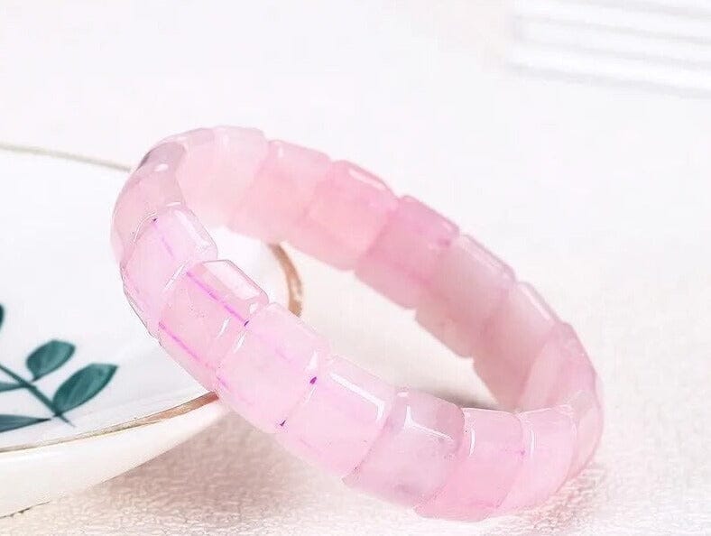 Purple Amethyst Rose Quartz Square Beads BraceletBraceletsRose Quartz