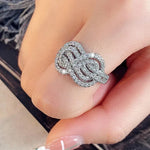 8-shaped Women Rings with CZ Stone Twist Design