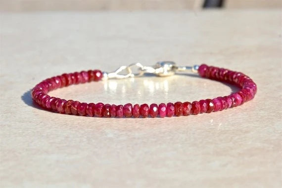 Natural Strand Bracelets Ruby Bracelet Beaded Gemstone Bracelet