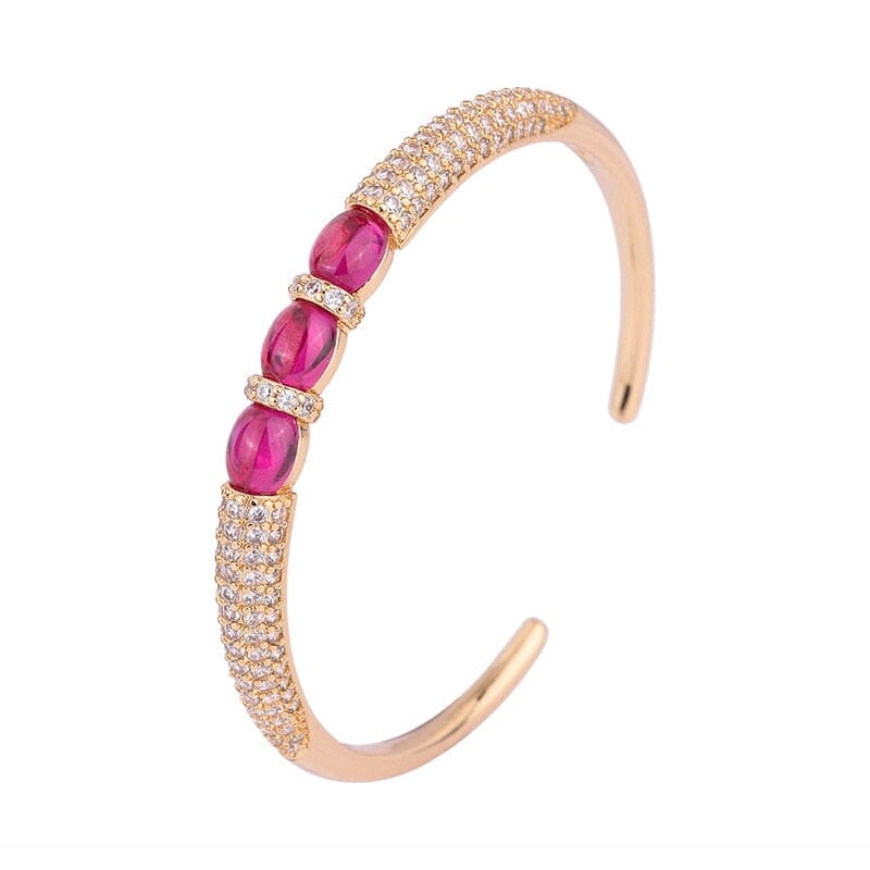14K Gold Luxury Ruby Bangle Cuff BraceletBracelet