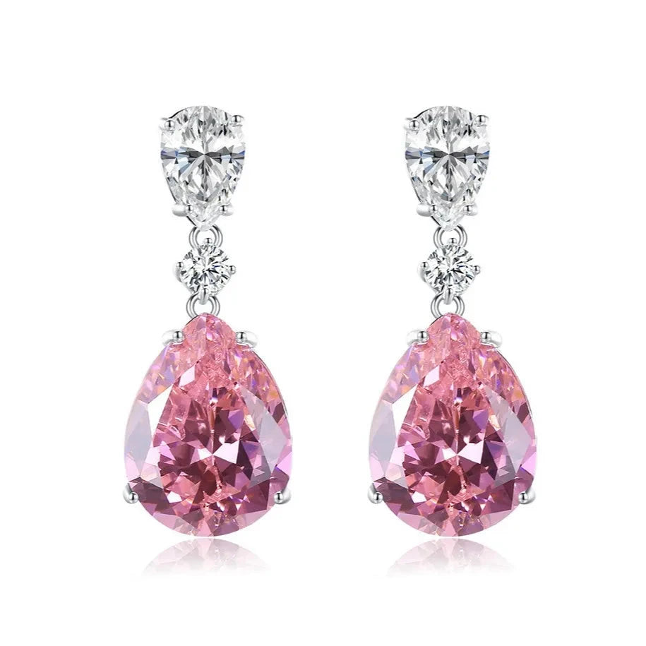 Water Drop Pink Sapphire Earrings for Women