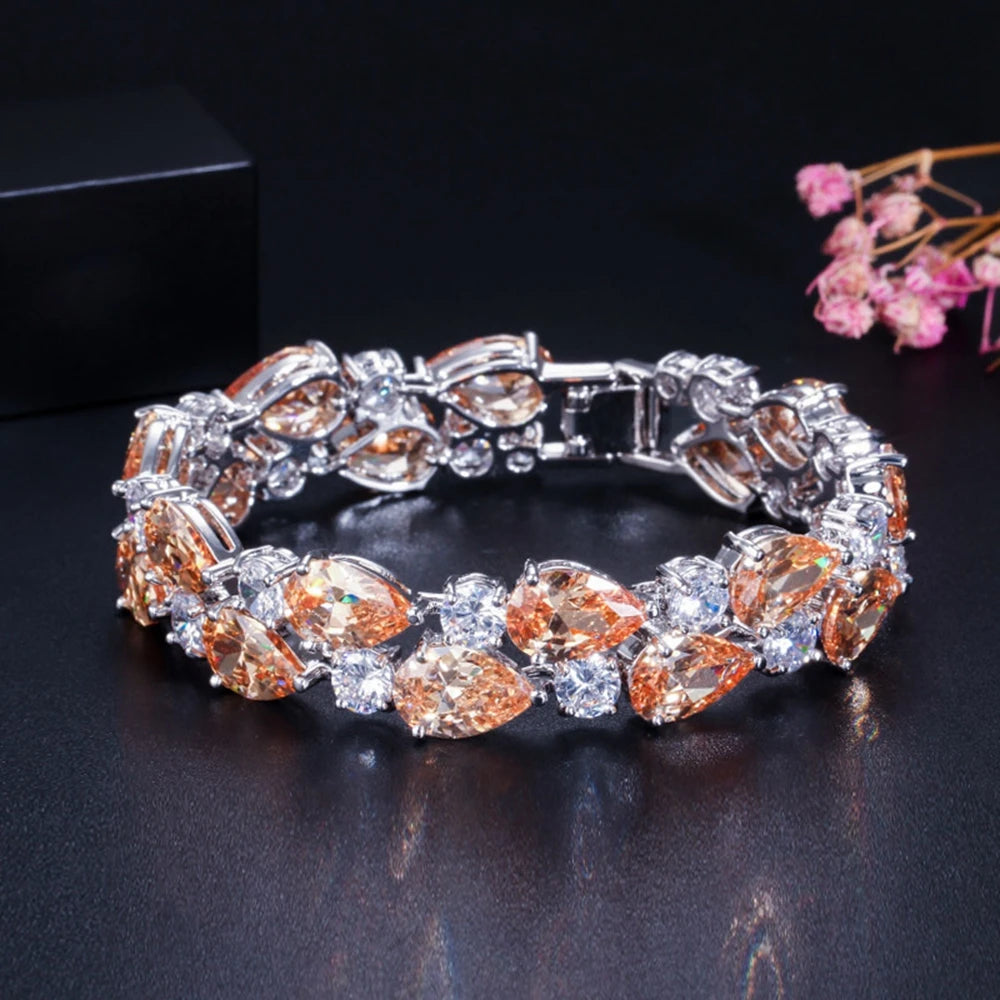 Bohemia Pear Lab Ruby Diamonds Bracelets