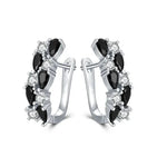 Black and White CZ Hoop Earrings for WomenE3506