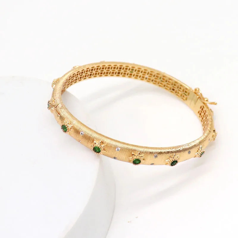 Cuff Bangle Ruby 18k Real Gold Plated MetalSapphireCHINA