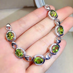 6mm*8mm 6ct Natural Peridot 925 Sterling Silver BraceletBracelet