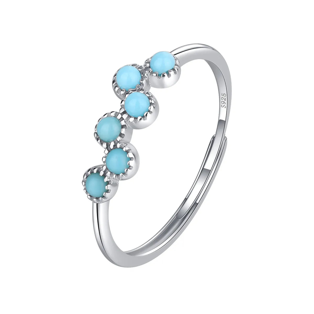 Turquoise Round Four Claw Sapphire Couple RingWHITECHINA