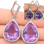 35x19mm Jewelry Set Water Drop 20x15mm Color Changing Alexandrite Topazearrings