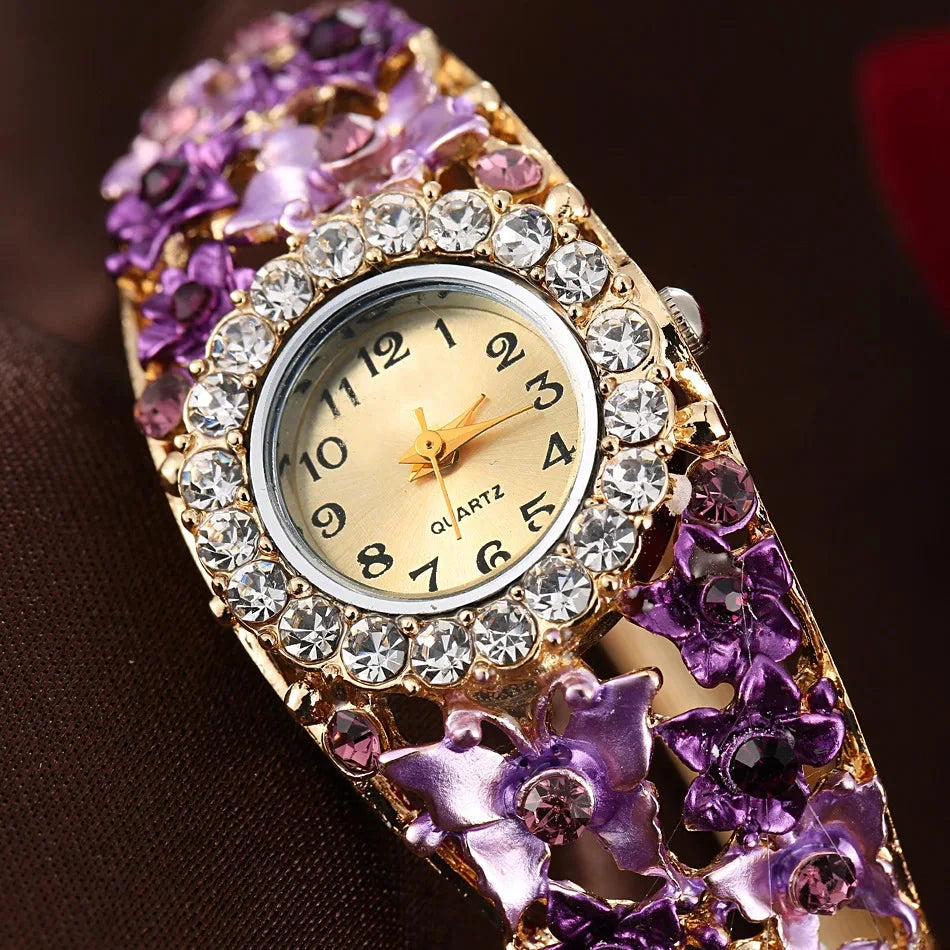 Stainless Steel Rhinestone Quartz Watch Women