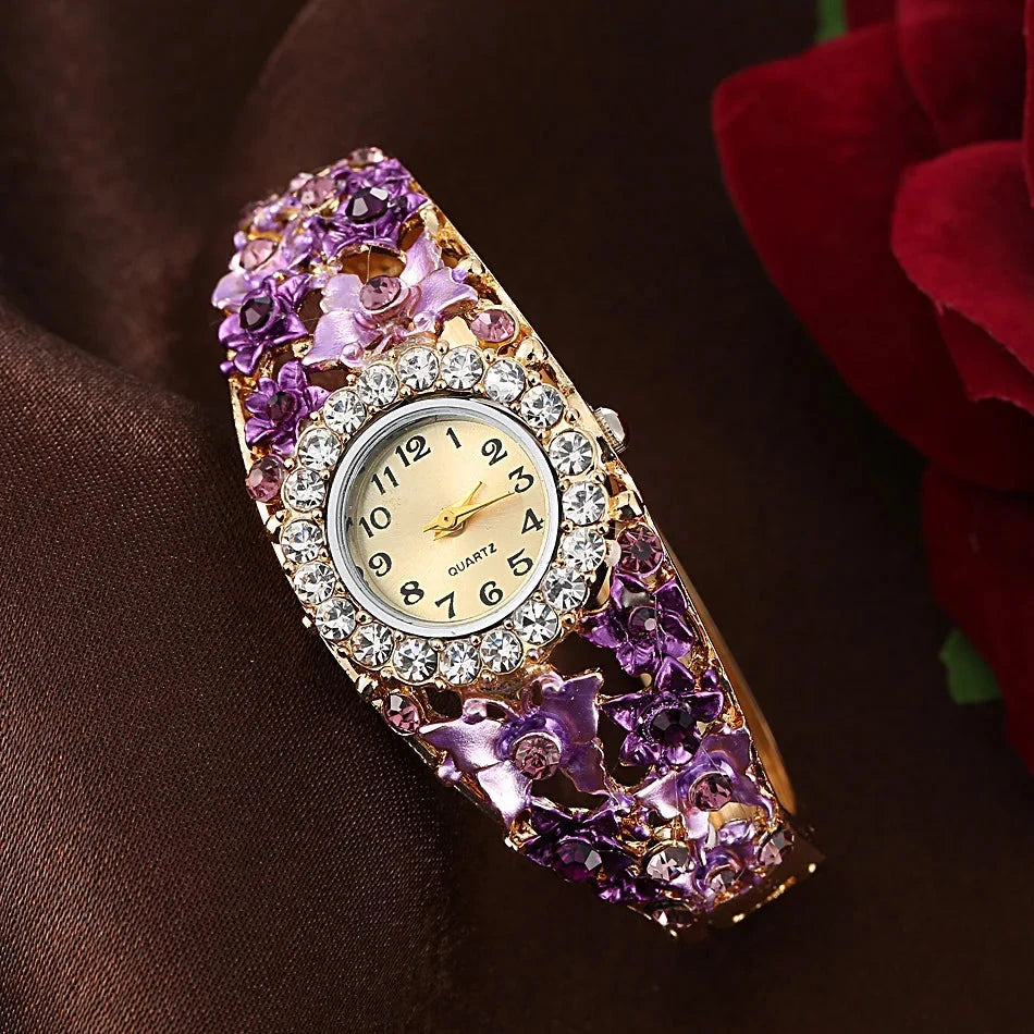 Stainless Steel Rhinestone Quartz Watch Women