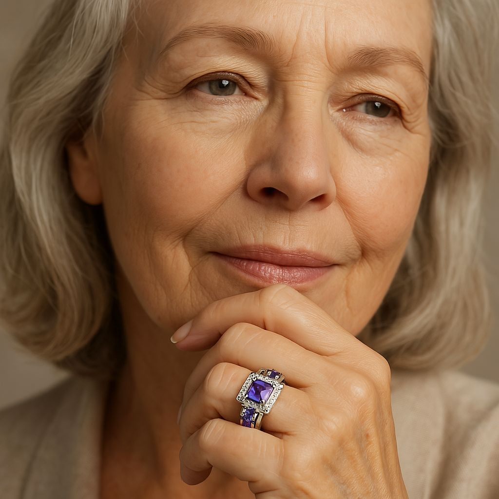 Amethyst Square Crystal Ring - Sterling SilverRing